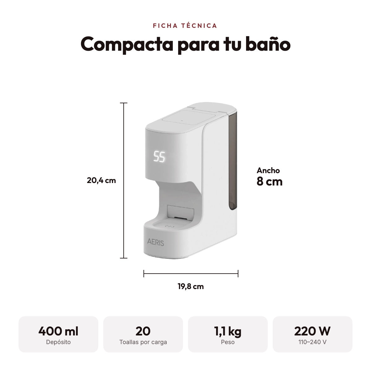 Medidas y ficha técnica de Aeris