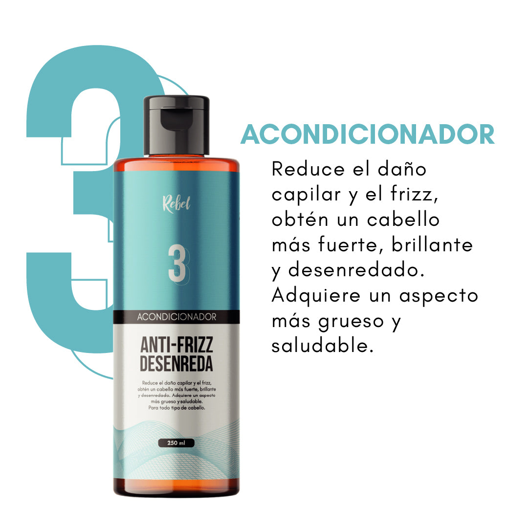 Acondicionador Anti-Frizz, Desenreda y Brillo (Paso 3) - Rebel