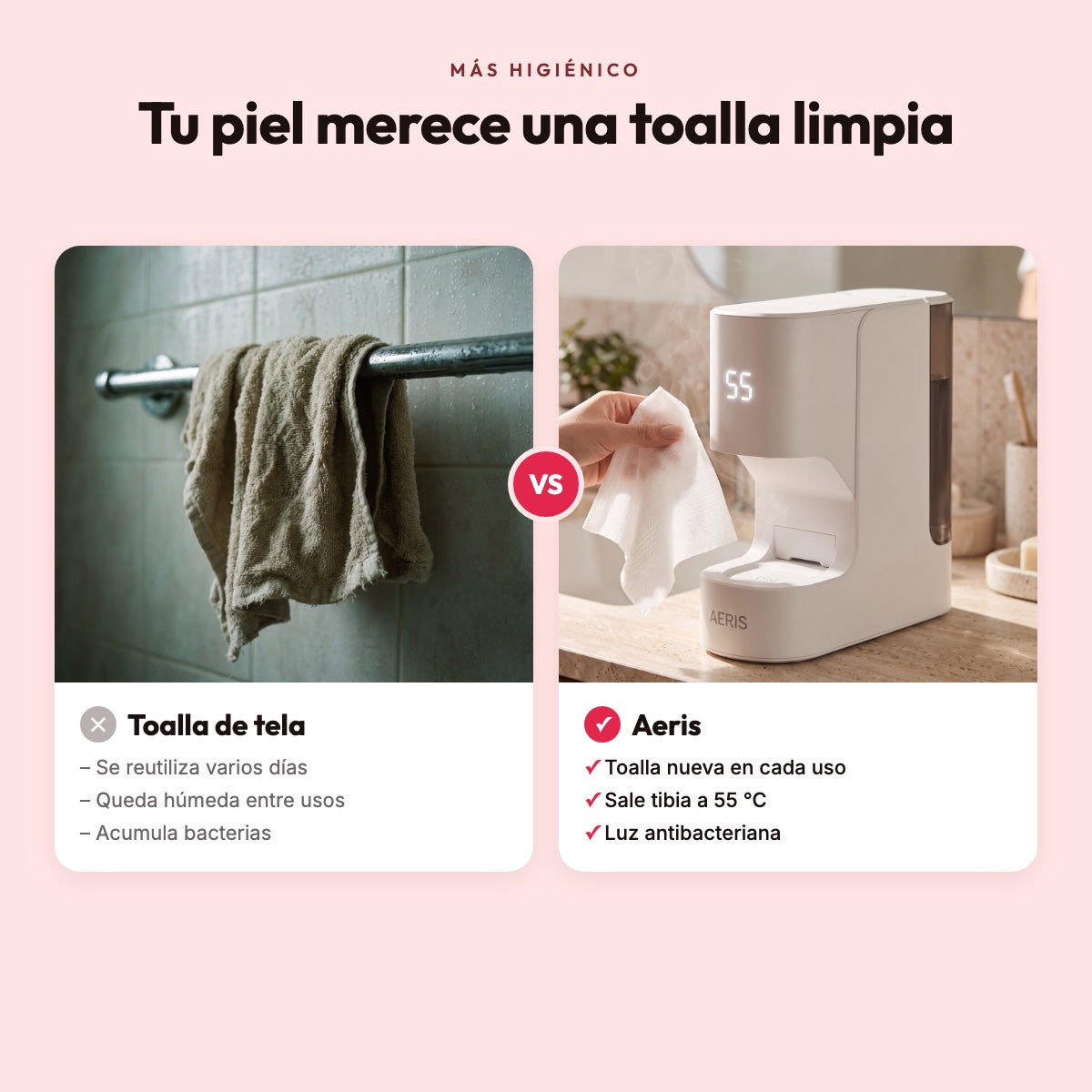 Toalla de tela frente a Aeris